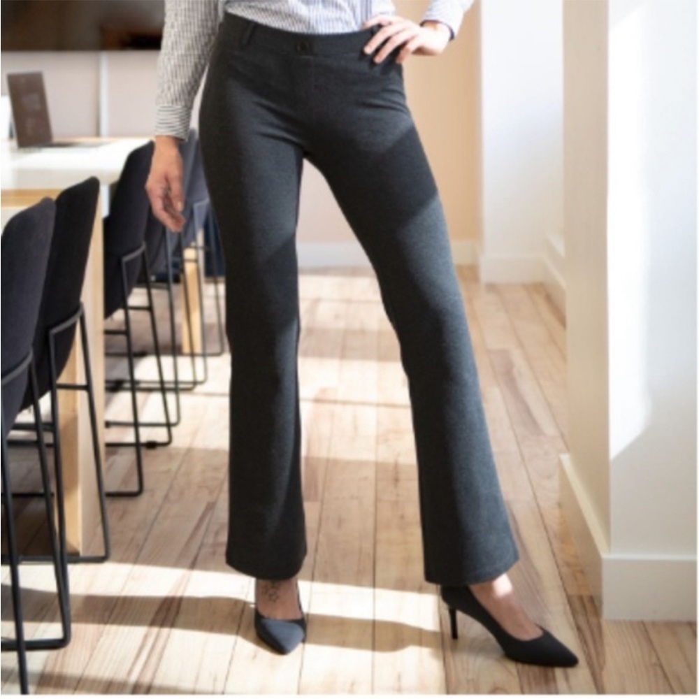 LONG Betabrand | Bootcut Classic Dress Yoga Stretch Career Pants Charcoal